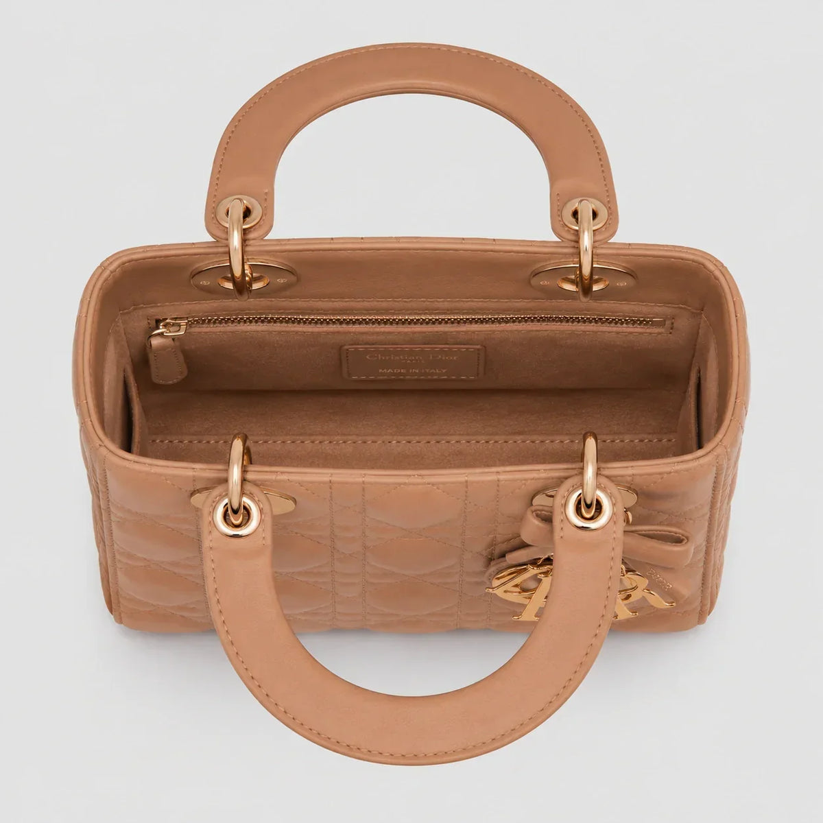 Lady Dior Cannage Lambskin Camel — Größenvergleich | Luren Authentisch