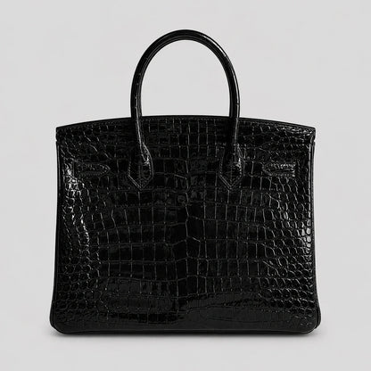 Hermès Birkin 30 Croco Porosus Noir Palladium — Rückansicht | Luren Authentisch