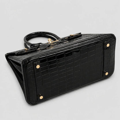 Hermès Birkin 30 Croco Porosus Noir Palladium — Beschläge Detailansicht | Luren Authentisch