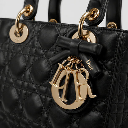 Lady Dior Cannage Lammleder Schwarz — Henkel und Trageriemen | Luren Authentisch