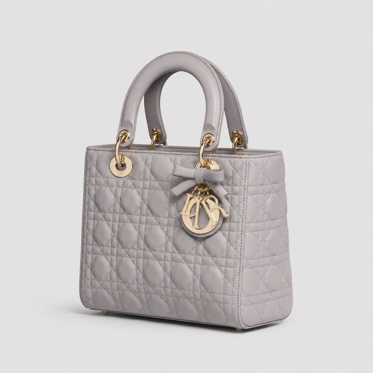Lady Dior Cannage Lammleder Trianon Grau — Seitenansicht | Luren Authentisch